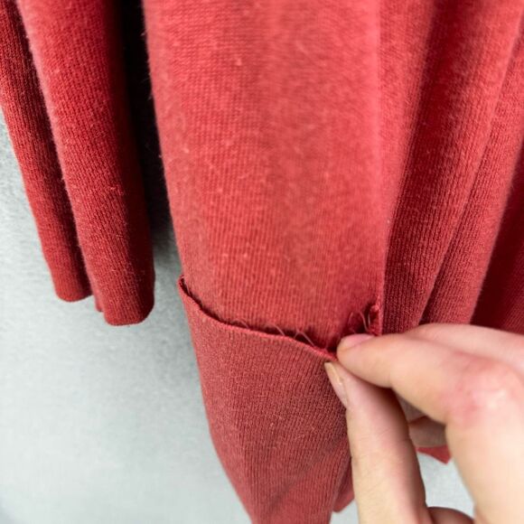 Eileen Fisher Womens Rust Red Long Tencel Cotton Cardigan Sweater Medium - Picture 4 of 8